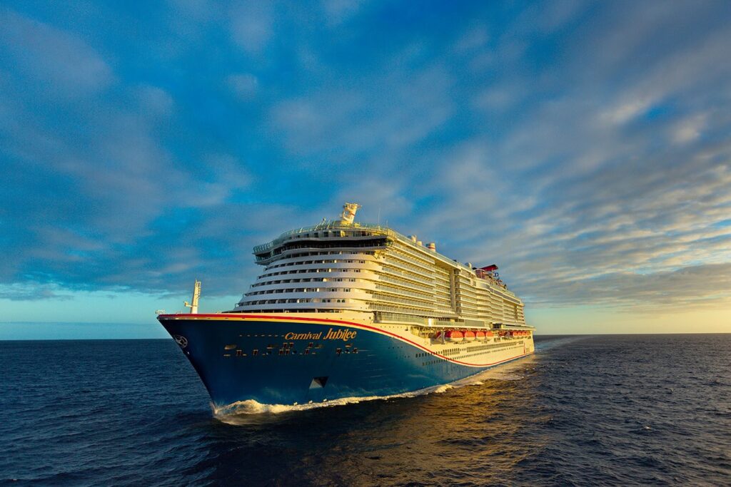 Carnival Jubilee sailing at sea during new short cruises from Galveston