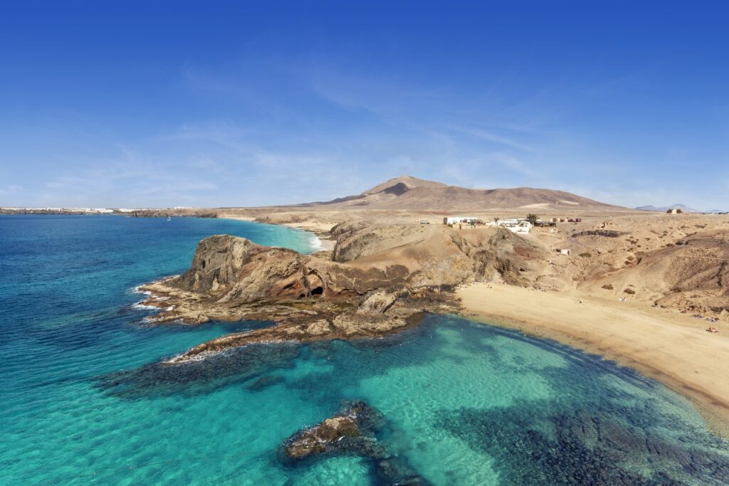 Lanzarote coastline and volcanic landscape in the Canary Islands