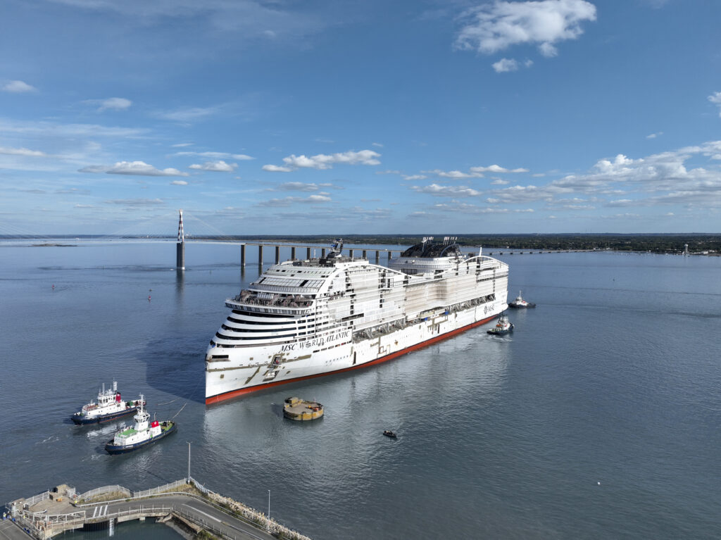 MSC World Atlantic floats out at Chantiers de l'Atlantique in Saint-Nazaire