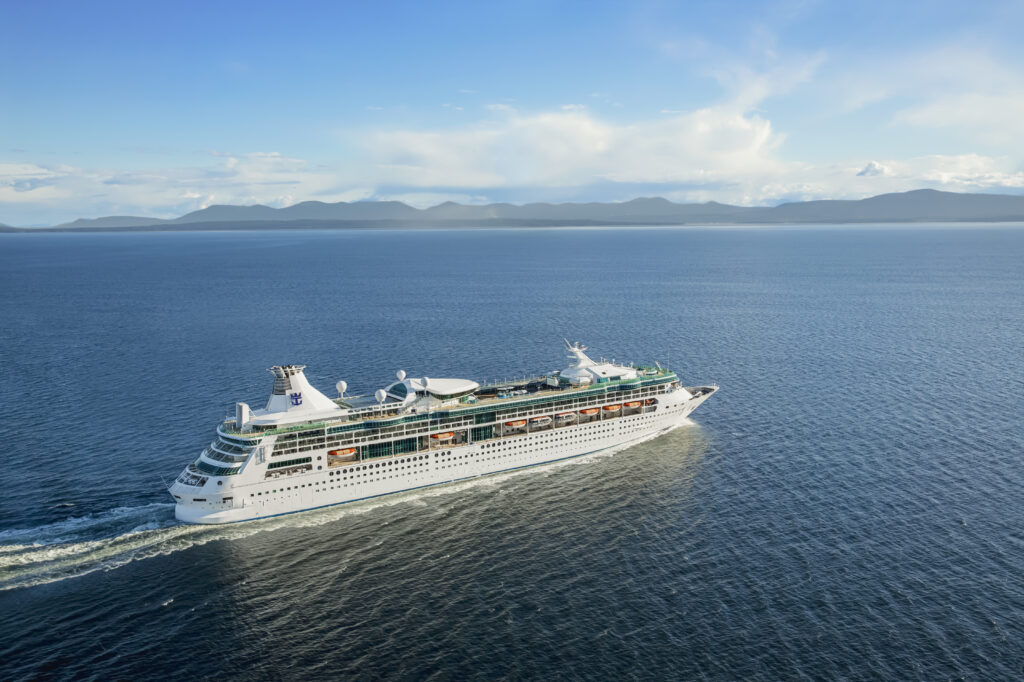 Royal Caribbean Rhapsody of the Seas sailing at sea. Royal Caribbean Unveils Europe 2028-29.