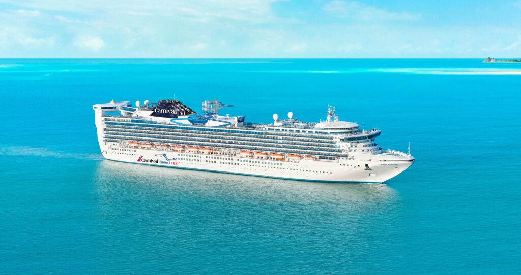 Carnival Adventure cruise ship sailing in the ocean