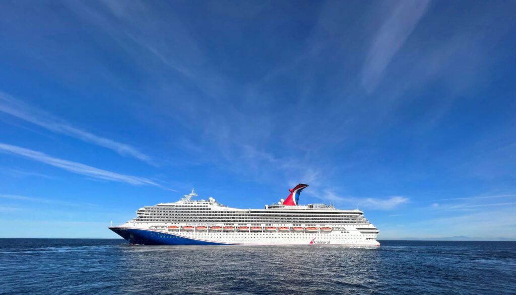 Carnival Radiance cruise ship sailing after its dry dock