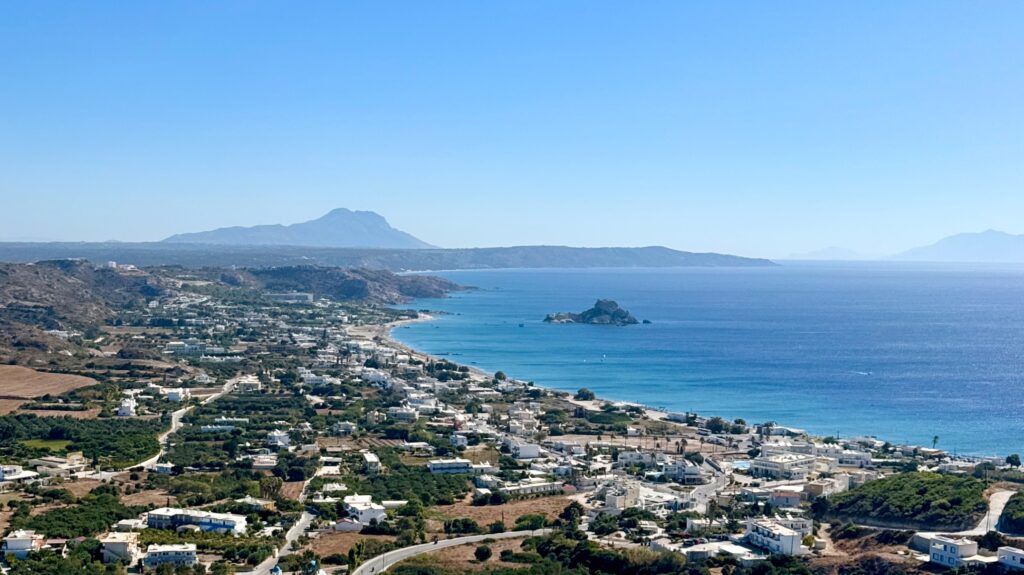 Kos coastline and Kefalos panorama in Greece