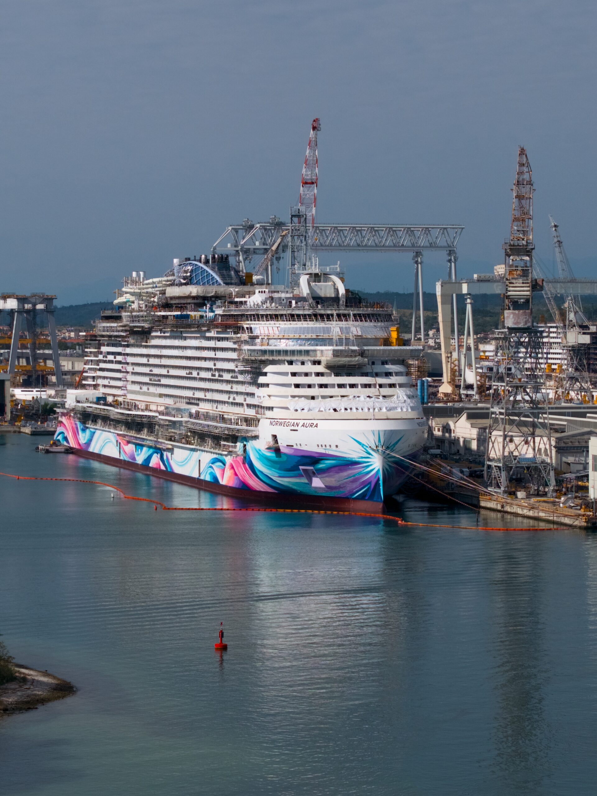 Norwegian Aura in Fincantieri Monfalcone. Back of it Norwegian Bella.